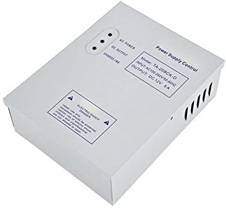 Access Control Power Supply Box, DC12V 5A Output AC 110V-240V Input UPS Back-up Emergency Source DC Solution Battery Box Door Power Supply Control for Electric Door Lock with Time