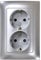 SIMON - Enchufe Doble de Empotrar Schuko, Serie Simon 10, 250V, 16 A, Enchufe de Pared Plano y Fino, Fácil de Instalar, Incluye Marco, Tapa y Mecanismo, Base de Enchufe Hembra Color Aluminio,8,4x12cm