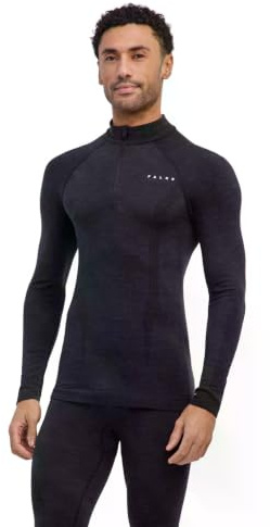 FALKE Herren Wool-Tech High Zip Neck Funktionsshirt Langarm atmungsaktiv klimaregulierend nachhaltige Wolle Funktionsmaterial kalte bis sehr kalte Temperatur Funktionsunterwäsche 1 Stück | aus Merinowolle für kalte bis sehr kalte Temperaturen