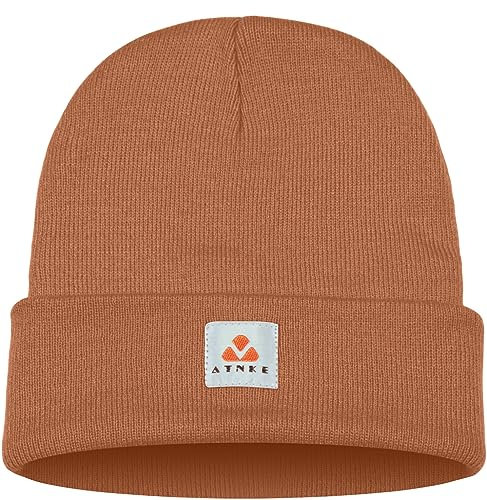 ATNKE Strick Beanie Mütze Dehnbar Weich Warm Täglich Winter Mützen mit Manschetten für Herren und Damen Geschenke/Red Brown