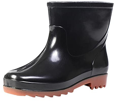 Rumity Damen Kurze Gummistiefel rutschfeste PVC Regenstiefel Wasserdicht Kurz Booties Reitstiefel Stiefel Stiefeletten Mode Gartenschuhe Schnee Schlupfstiefel Schuhe FüR Wattwanderung Damen-Stiefel