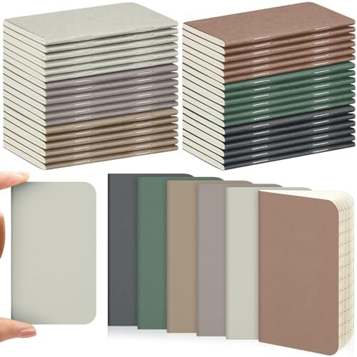 Outus Mini-Tagebuch, 6,3 x 10,2 cm, Kraftpapier, Mini-Notizblock, Softcover, Taschennotizblock, Memo-Tagebuch, Themen-Notizbücher für Studenten, Reisende, Schule (dunkle Farbe, leerer Einband), 36