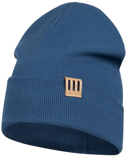 Smarilla Mütze Junge Kinder Beanie Herren gerippt, Größe: 46-48, Farbe: Indigoblau