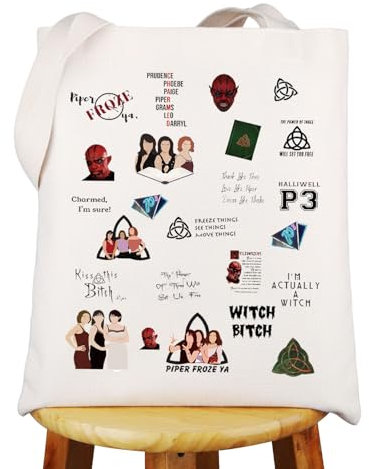 WZMPA Witch Sisters Tote Bag Prue & Andy Fans Geschenk Prue & Piper & Phoebe Umhängetasche Witch Sisters Merch, P3 Tg, Large