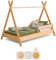 smartwood Tipi Kinderbett 90x200 mit Lattenrost und Rausfallschutz - Montessori Hausbett für Jungen und Mädchen - Bett aus Kiefernsperrholz mit Rausfallschutz und Lattenrost - 200x90 - Lackiert