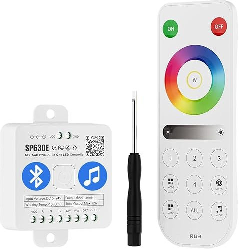 BTF-LIGHTING 4 Zonen 2.4GHz RF Fernbedienung RB3 & SP630E Bluetooth Controllers Kit Unterstützt PWM FCOB COB SMD WS2811 WS2812B WS2814 WS2815 SK6812 IC usw. SPI RGB RGBW LED Streifen DC5V DC12V DC24V