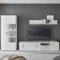 TV Wohnwand Wohnzimmer Set Vitrine Lowboard 200cm weiß Wandregal matt schwarz gerillt modern