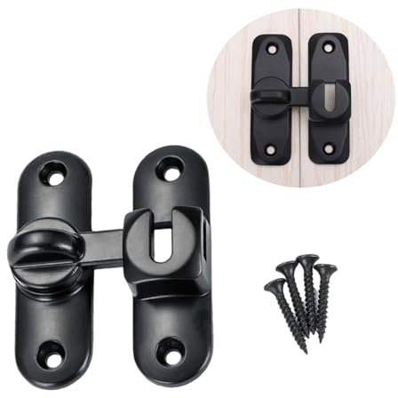 Serratura Porta Catenaccio,Serratura per Porta Scorrevole, con Viti,Chiavistello Scorrevole,Chiavistello per Porta in Legno,Serratura in acciaio inox,per Cucine,Camera da Letto,Studio,Bagni(nero)