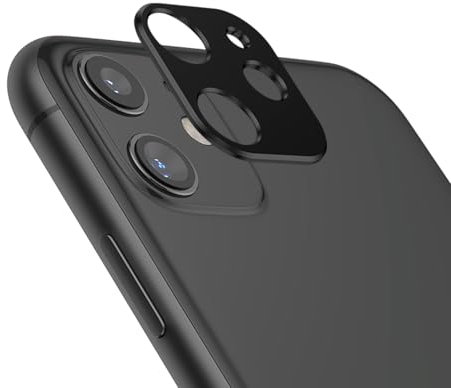 KISMER Camera Lens Protector for iPhone 11 Black Matte Finish Aluminum Alloy [No Glass Lens Cover] [Unobstructed Shooting] [Case Friendly] [Premuim Metal] 2 Pack