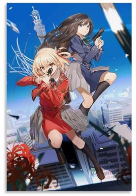 Anime Lycoris Recoil Poster, Vintage-Poster, Leinwandposter, Wandkunst, Dekoration, Wohnzimmer, Schlafzimmer, Dekoration, Poster, 30 x 45 cm, ungerahmter Stil