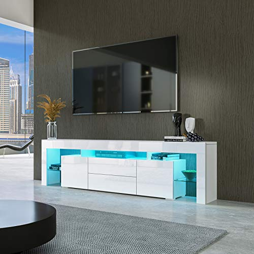 TV Units for Living Room, Modern TV Stand Cabinet High Gloss for 85 Inch TV