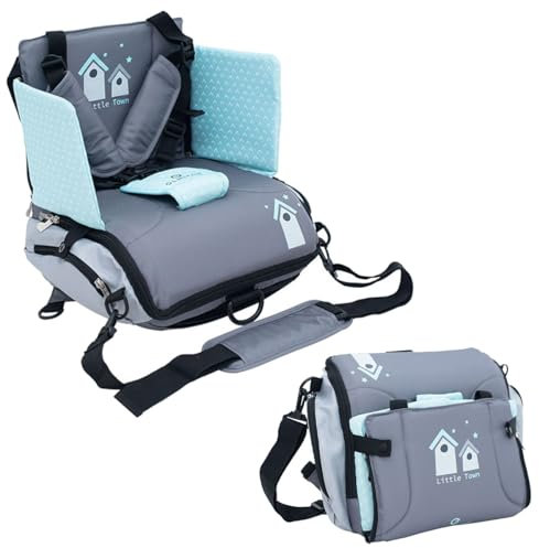 Olmitos - Asiento Elevador para Bebé 3 en 1: Asiento, mochila y bandolera -Universal Correas Ajustable - Montaje Rápido - Bolsillos Prácticos - Trona portátil bebé - Trona de viaje(House)