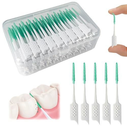 150 Brossettes Interdentaires Silicone Souple,Brossettes Dentaires pour Hygiène Interdentaire,Bâton de Fil Dentaire à Double Usage,Outil de Nettoyage des Dents pour Inter Dentaire,nettoyage facile des