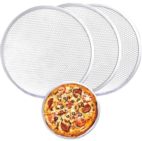YKUKIZEE 3 Pack 12 inch Pizza Mesh Tray for Oven Aluminium, 30 cm Crispy Pizza Screen with Hole Non Stick, Round Reusable Pizzas Net Trays for Oven Baking Restaurant