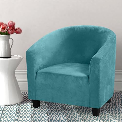 Hearda Samt Clubsessel Bezug, Sesselbezug Cocktailsessel Bezug Weich Stretch Sesselhusse 1 Teilig Universal Modern Sesselüberwurf für Esszimmer Wohnzimmer Café Büro (Türkis)