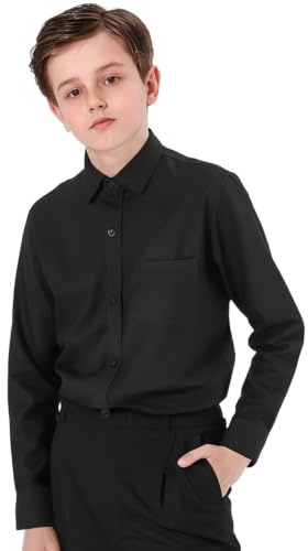 mintgreen Chemises Enfant Garçon, Robe Soirée Unie, Noir, 11-12 Ans, 160