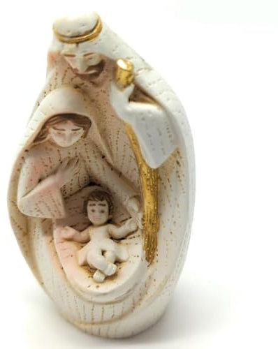 OVUNQUE PROTEGGIMI Sacra Famiglia in Resina Piena, Presepe Dipinto a Mano, Natività Made in Italy, Decorazioni Natalizie per la Tua Casa, Idea Regalo Natale con Confezione Regalo (Modello 725, 8 cm)