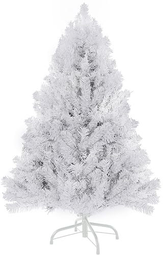 Albero di Natale bianco da 1,2 m – Piccolo albero di Natale artificiale incernierato di alta qualità, abete canadese con corpo completo, con 320 punte, leggero e facile da montare, albero decorativo