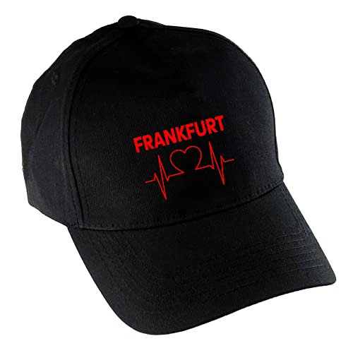 multifanshop Baseballcap - Frankfurt - Herzschlag - Druck rot - Mütze Größe one Size schwarz
