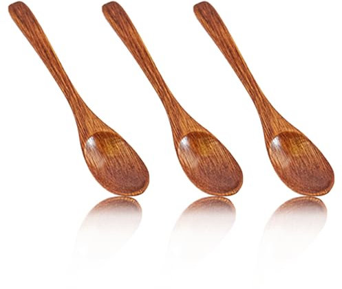 3pcs Honey Wooden Spoon, Small Wooden Spoons, Natural Wooden Cutlery Spoons, Tea Drinking Spoons for Honey Coffee Sugar Rice Cooking Mixing Stirring