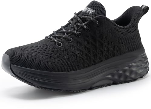 AVW Womens Non Slip Work Shoes Water Resistant Walking Sneakers Food Service Chef Kitchen Shoes Black