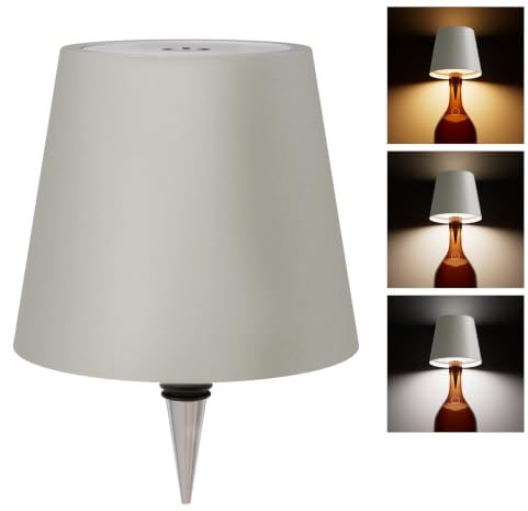 WOKWOYIO Wireless Bottle Lamp， Wireless Lamps Rechargable, Touch Control Stepless Dimming 3 Color Temperatures Bottle Lamp Kit Lampshade for Bar,Restaurant，Room Decor