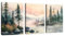 3 Pcs Seeufer Sonnenuntergang Landschaft Leinwandbilder mit Rahmen, Neblig Wald Berg Aquarell Wandbilder Rosa Schlafzimmer Bild Auf Leinwand Kunstdruck Deko für Wohnzimmer zum Aufhängen 40x60cmx3Pcs