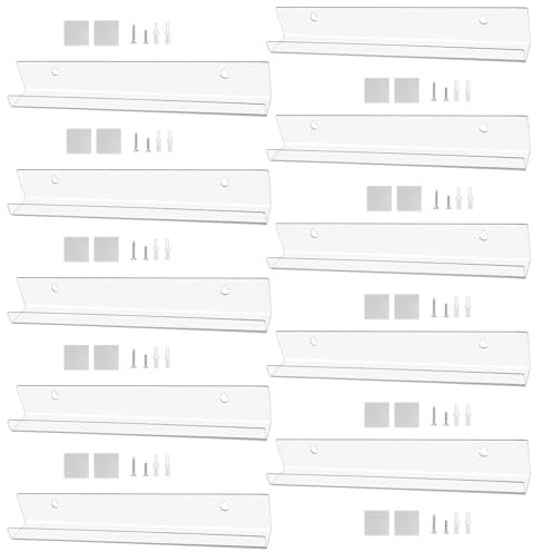 NAMYEUT 10 pezzi Scaffale per dischi in Vinile acrilico trasparente da Parete, mensole galleggianti trasparenti, Porta Vinili da Parete, Supporto per espositori per dischi in acrilico, 30 cm