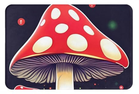 Yyoretp Fußmatte mit magischem Pilz-Druck, besonders saugfähig, griffig, für drinnen und draußen, 60 x 40 cm