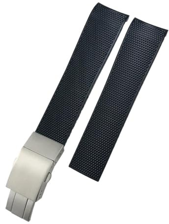 DFAMIN Cinturino in gomma 19mm 20mm 21mm cinturino in silicone per Longines Hydroconquest L3 781 782 VHP nero blu braccialetti per orologi(Black,20mm)