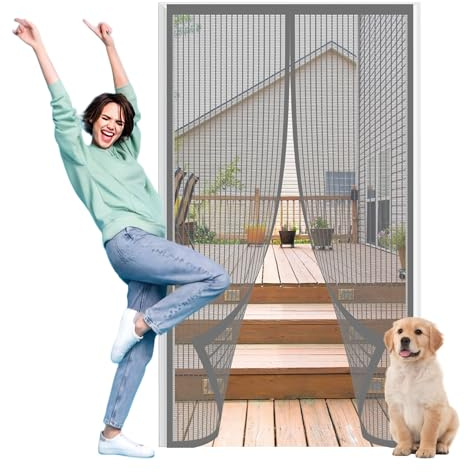 Zanzariere Magnetiche per Porte Finestre su Misura 110 x 192 cm Maglia Fine Magnete Potente Zanzariera Magnetiche per Porte Finestre per Tenda, Grigio