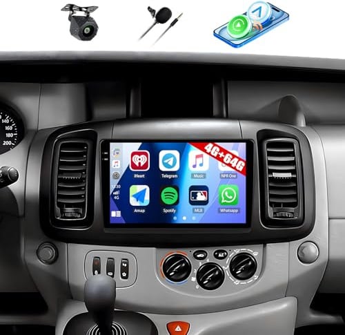 4G+64G GOHHDL Android Autoradio per Renault Trafic 2001-2010/Opel Vivaro 2006-2010/Nissan Primastar 2006-2014, Schermo da 10 Pollici con CarPlay Android Auto WiFi GPS FM/RDS BT SWC +Telecamera