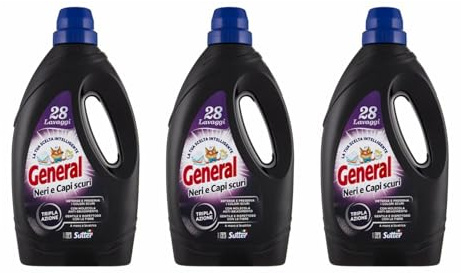 Detersivo General Per Neri e Capi Scuri 1,4 L, Formula con Molecola Anti-Sbiadimento,Tripla Azione,28 Lavaggi,3 Pezzi