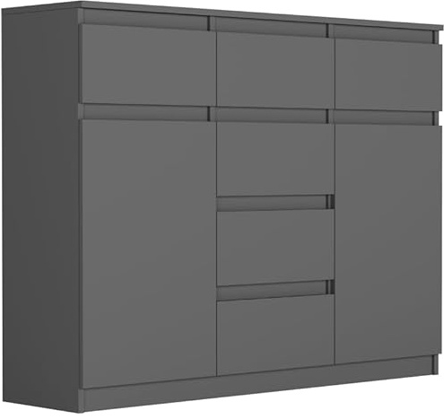 Framire Highboard Anthrazit 120x40x98 cm – Sideboard mit Schubladen, Schränken & offenen Regalen, modernes Schrankmöbel für Wohnzimmer, Esszimmer & Schlafzimmer, Modern S-62D