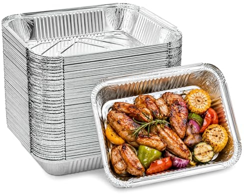 Shyllin Lot de 25 Barquettes Aluminium Barbecue, Bacs de Récupération (850ml)