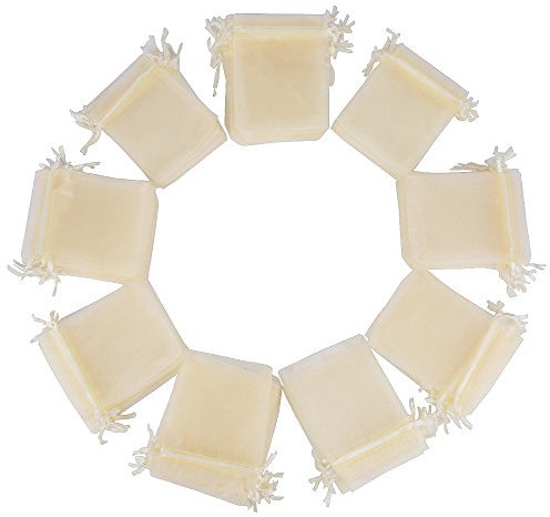 Organzabeutel, Geschenkbeutel, Schmuckbeutel, für Süßigkeiten, Hochzeit, Party, Geburtstag, Weihnachten, Halloween, elfenbeinfarben, 10 x 12 cm, 100 Stück