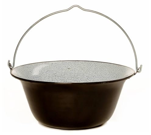 Gulaschkessel, schwarz/weiß, Blech emailliert, Volumen: 6 Liter