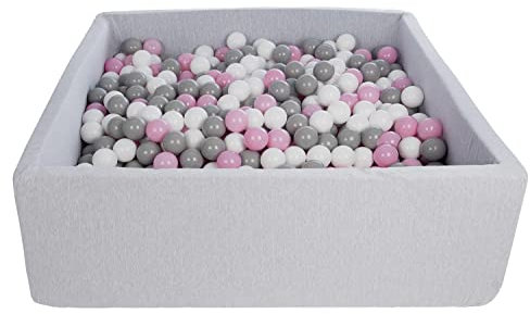 Velinda Bällebad Ballpool Kugelbad Bällchenbad Kinder-Pool mit 900 Bällen/120x120cm (Farbe der Bälle: weiß,rosa,grau)