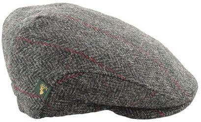 Mucros Weavers Irische Schiebermütze für Herren, Trinity Tweed, hergestellt in Irland, Dunkelgrau Fischgrät, X-Large