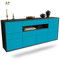 Dekati Sideboard Coral Springs hängend (180x77x35cm) Korpus anthrazit matt - Front Türkis - Push to Open - Leichtlaufschienen