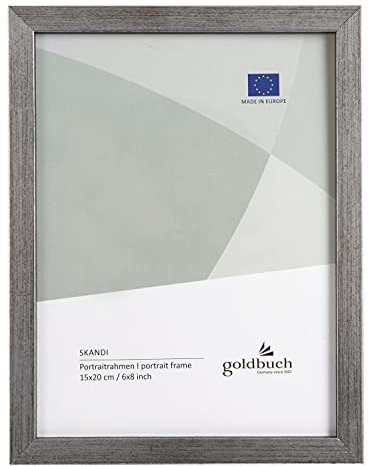 goldbuch Bilderrahmen Skandi 15x20 cm, Einzelrahmen aus Echt Holz, Portraitrahmen zum Stellen, Holzrahmen mit Wandhalterung, Foto Rahmen, Frame Silber