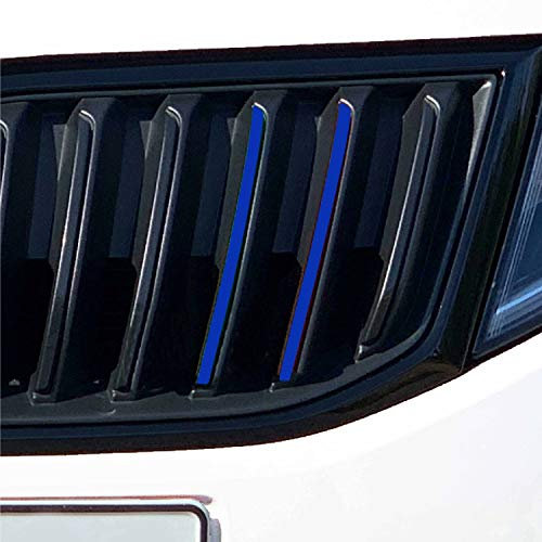 P037 20 teiliges Kühlergrill Folien-Set Front Stripes Gitter Aufkleber Styling Folie Streifen für Grill (Brillantblau)