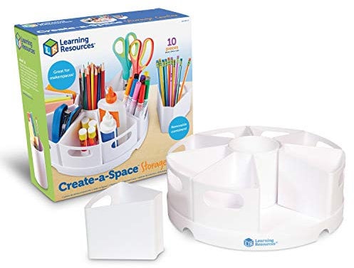 Learning Resources Create-A-Space Stiftehalter mit Utensilien-Center (Weiß), Stiftaufbewahrung, Tisch-Organizer, Ideal für Klassenzimmer und Schreibtisch, abwischbarer Kunststoff, 10-teiliges Set