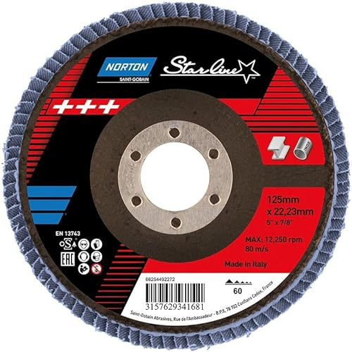 Norton Starline Fächerschleifscheiben, 125 mm, Körnung 60, 10 Stück