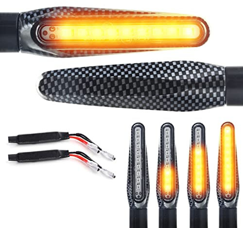 Area1 Motorrad LED Blinker E-geprüft Set (2 Stück) M10 + 2x Widerstände kompatibel mit (AD11 Carbon (Blinker+Widerstände))