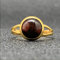 WLLDDDIU Natürlicher Brauner Tigerauge-Steinring Kristall, Rund, Goldfarbe, Verstellbarer Damen-Ring Mit Offenem Stein, Reiki-Balance, Knöchel, Finger, Ringe, Ewigkeitsring Für Frauen, Mädchen,