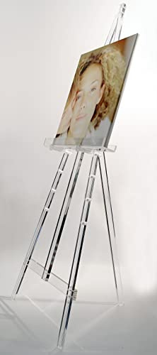 Wackadoo Chevalet en acrylique pur et art de 152 cm, pour publicité extérieure, décoration intérieure, convient pour toile, hauteur réglable et pliable, chevalet à trois pieds, verre acrylique