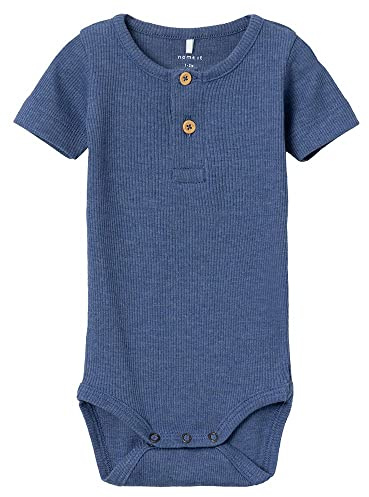NAME IT Baby - Jungen Nbmkab Ss Body Noos, Bijou Blue/Detail:MELANGE, 50