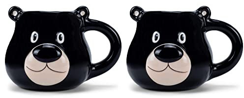 100 North Black Bear Keramik-Tassen, glänzend, 590 ml, 2 Stück