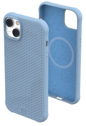 Urban Armor Gear U by [U] Dot Case kompatibel mit Apple iPhone 14 Plus Hülle [Soft-Touch Silikon, Texturiertes Design, Wireless Charging/Magnetisches Aufladen kompatibel] Cerulean